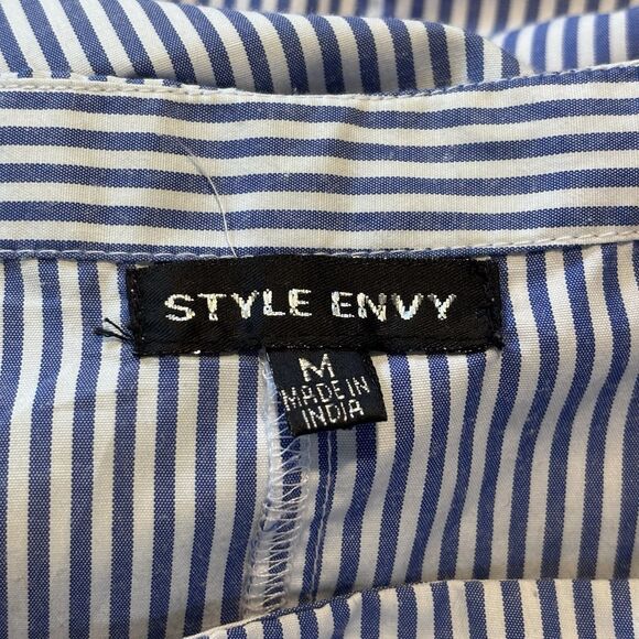 STYLE ENVY OFF THE SHOULDER STRIPED CHAMBRAY DRESS WITH ROSES SIZE MEDIUM - Picture 6 of 11